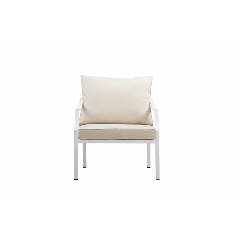 Pemberly Row 4-piece Modern Aluminum Frame Outdoor Sofa Set in White