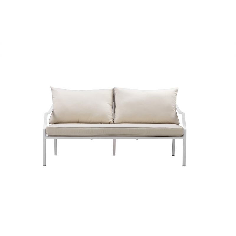 Pemberly Row 4-piece Modern Aluminum Frame Outdoor Sofa Set in White