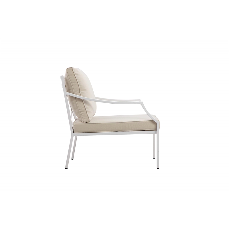 Pemberly Row 4-piece Modern Aluminum Frame Outdoor Sofa Set in White