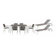 Pemberly Row 9-piece Modern Aluminum Patio Dining Set in White/Gray