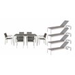 Pemberly Row 11-piece Modern Aluminum Patio Dining Set in White/Gray