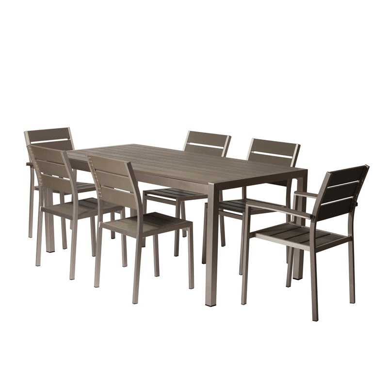 Pemberly Row 9-piece Modern Aluminum Patio Dining Set in Gray