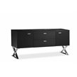 Pemberly Row Modern Wood Veneer & High Polished Steel Buffet in Black