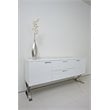 Pemberly Row Modern Gloss Lacquer & Polished Steel Metal Buffet in White