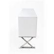 Pemberly Row Modern Gloss Lacquer & Polished Steel Metal Buffet in White