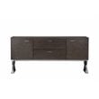 Pemberly Row Modern Wood Veneer & High Polished Steel Buffet in Espresso