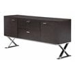 Pemberly Row Modern Wood Veneer & High Polished Steel Buffet in Espresso
