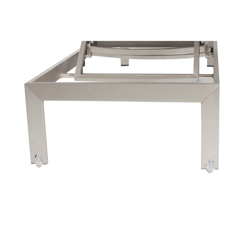 Pemberly Row 2-piece Aluminum Patio Lounger and Side Table in Gray