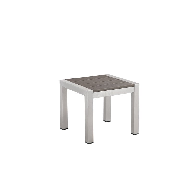 Pemberly Row 4-piece Aluminum Patio 2 Loungers and 2 Side Tables in Gray