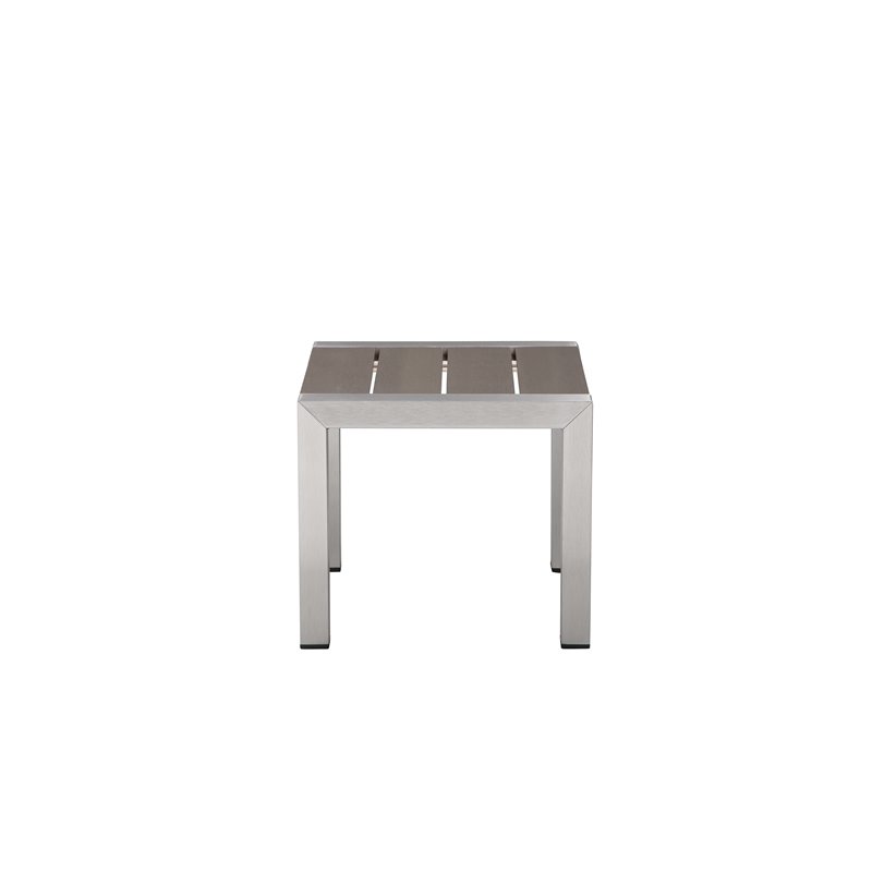 Pemberly Row 4-piece Aluminum Patio 2 Loungers and 2 Side Tables in Gray