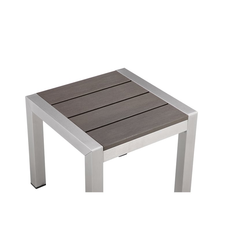 Pemberly Row 4-piece Aluminum Patio 2 Loungers and 2 Side Tables in Gray