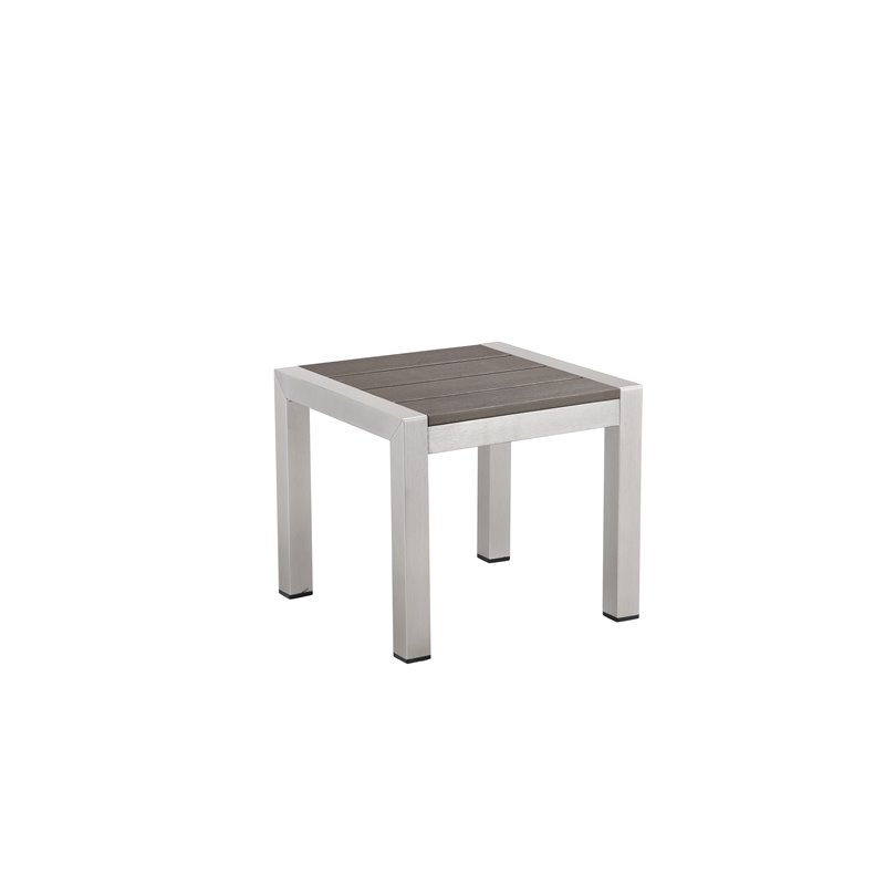 Pemberly Row 6-piece Aluminum Patio 3 Loungers and 3 Side Tables in Gray