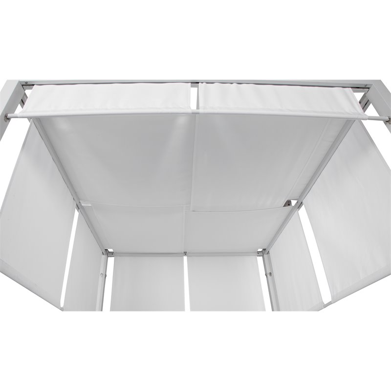 Pemberly Row Modern Aluminum Outdoor Daybed in White Frame/Fabric