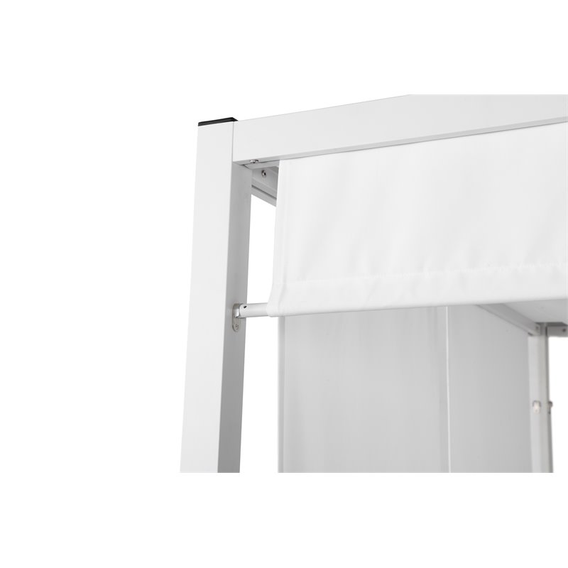 Pemberly Row Modern Aluminum Outdoor Daybed in White Frame/Fabric