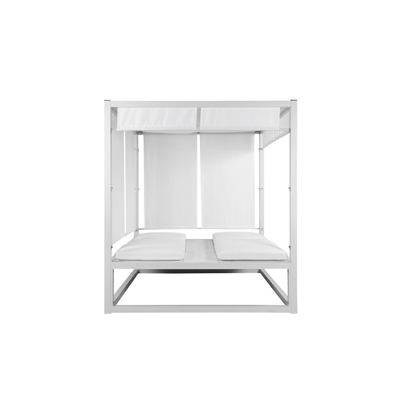 Pemberly Row Modern Aluminum Outdoor Daybed in White Frame/Fabric