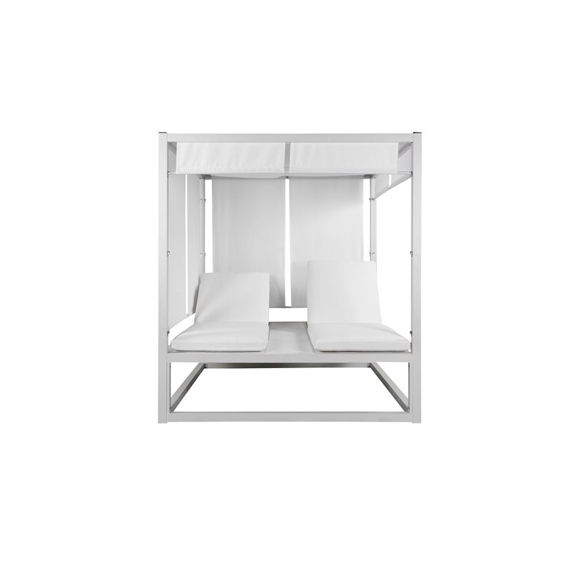 Pemberly Row Modern Aluminum Outdoor Daybed in White Frame/Fabric