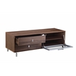 Pemberly Row Small Wood Veneer/Glass & Polished Steel Media Unit in Walnut