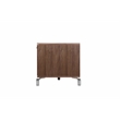 Pemberly Row Small Wood Veneer/Glass & Polished Steel Media Unit in Walnut