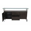 Pemberly Row Modern Wood Veneer & High Polished Steel Buffet in Espresso
