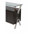 Pemberly Row Modern Wood Veneer & High Polished Steel Buffet in Espresso