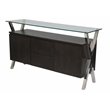Pemberly Row Modern Wood Veneer & High Polished Steel Buffet in Espresso