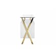 Pemberly Row Modern Glass & Polished Steel Buffet in Gold/White and Clear