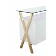 Pemberly Row Modern Glass & Polished Steel Buffet in Gold/White and Clear