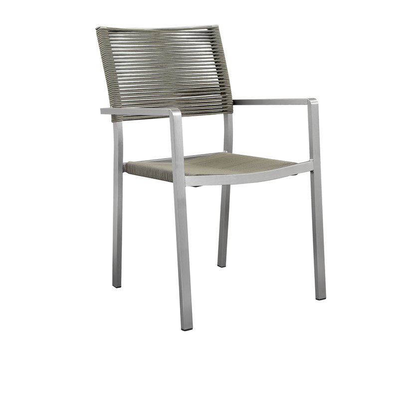 Pemberly Row 7-piece Modern Aluminum Patio Dining Set in Gray