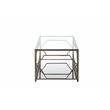 Pemberly Row Metal Rectangle Coffee Table with Glass in Brushed Brass