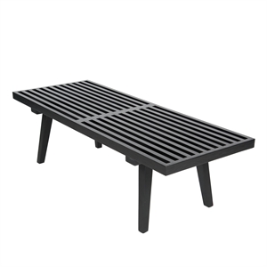 Pemberly Row Mid-Century Rubber Wood Frame Platform Bench in Black - 4 Feet