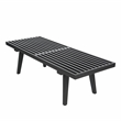 Pemberly Row Mid-Century Rubber Wood Frame Platform Bench in Black - 4 Feet