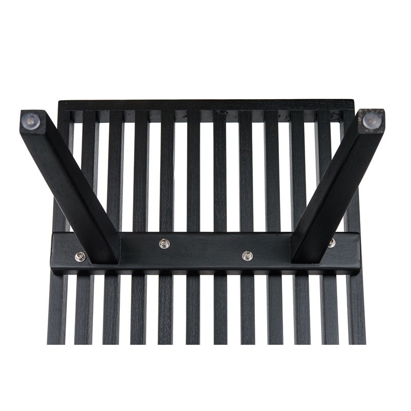 Pemberly Row Mid-Century Rubber Wood Frame Platform Bench in Black - 4 Feet