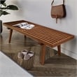 Pemberly Row Mid-Century Platform Bench in Light Walnut - 4 Feet