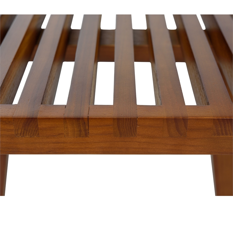Pemberly Row Mid-Century Platform Bench in Light Walnut - 4 Feet
