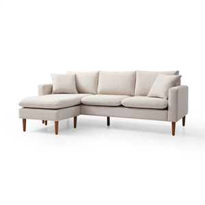 Pemberly Row Modern Fabric Reversible Sectional in Oatmeal Finish