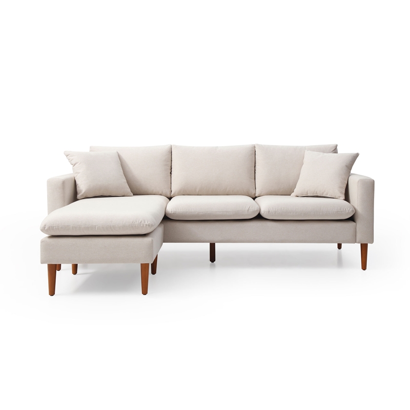 Pemberly Row Modern Fabric Reversible Sectional in Oatmeal Finish