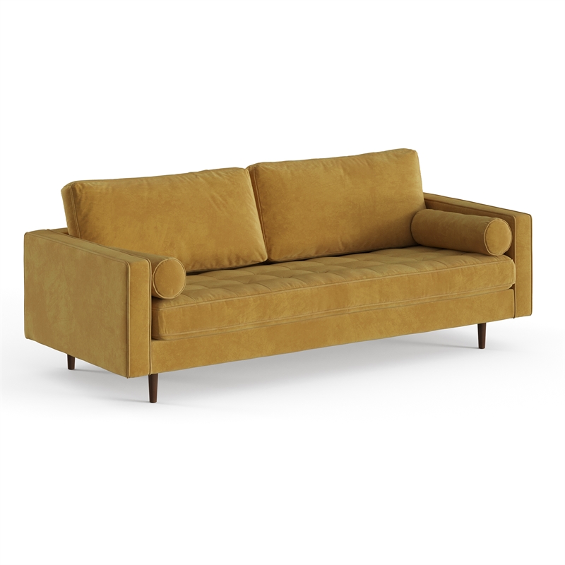 Pemberly Row Modern / Contemporary Velvet Sofa in Gold Finish
