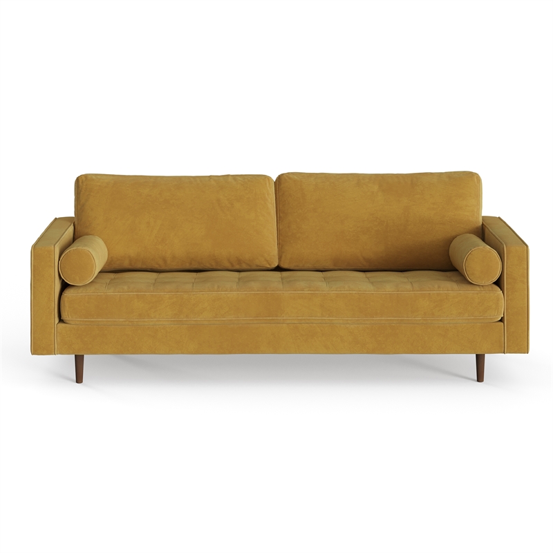 Pemberly Row Modern / Contemporary Velvet Sofa in Gold Finish