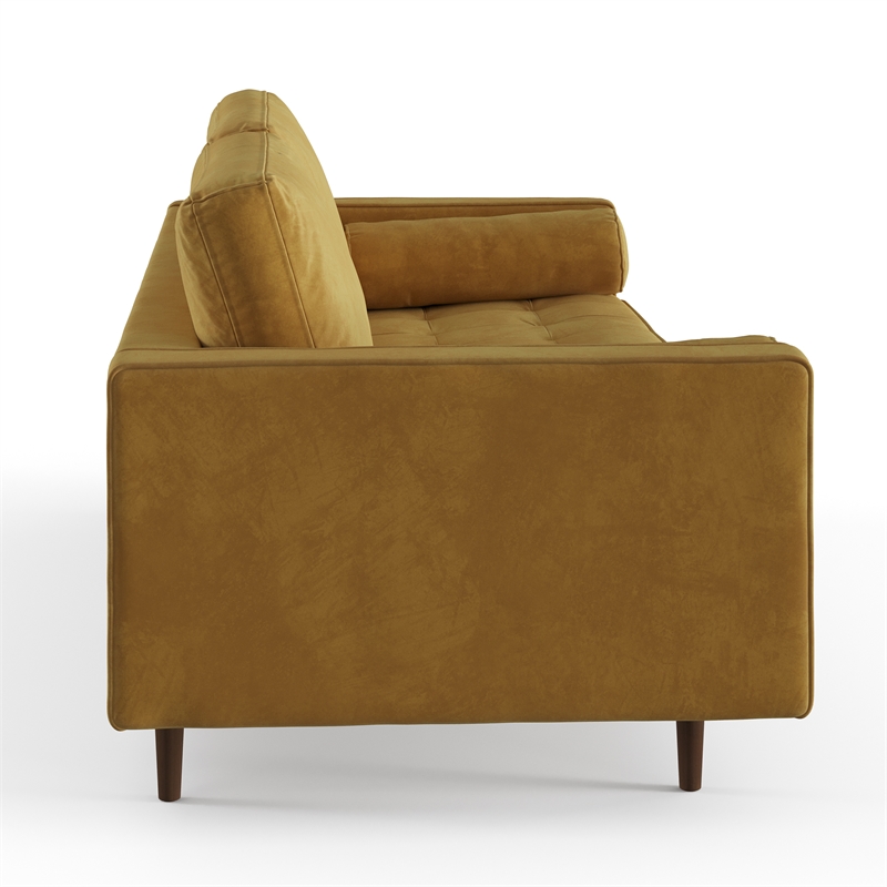 Pemberly Row Modern / Contemporary Velvet Sofa in Gold Finish