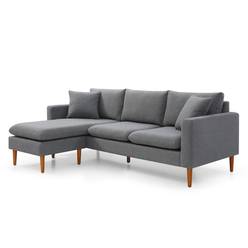 Pemberly Row Modern Fabric Reversible Sectional in Charcoal Finish