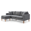 Pemberly Row Modern Fabric Reversible Sectional in Charcoal Finish