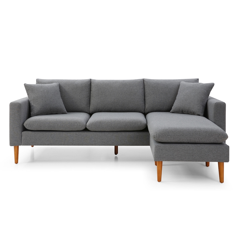 Pemberly Row Modern Fabric Reversible Sectional in Charcoal Finish