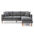 Pemberly Row Modern Fabric Reversible Sectional in Charcoal Finish