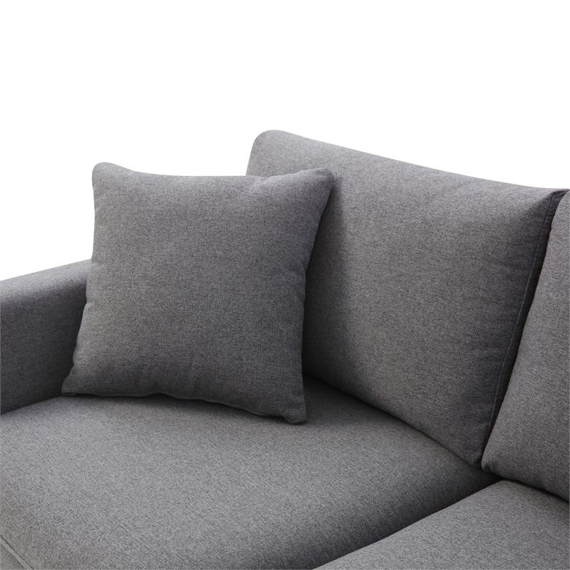 Pemberly Row Modern Fabric Reversible Sectional in Charcoal Finish