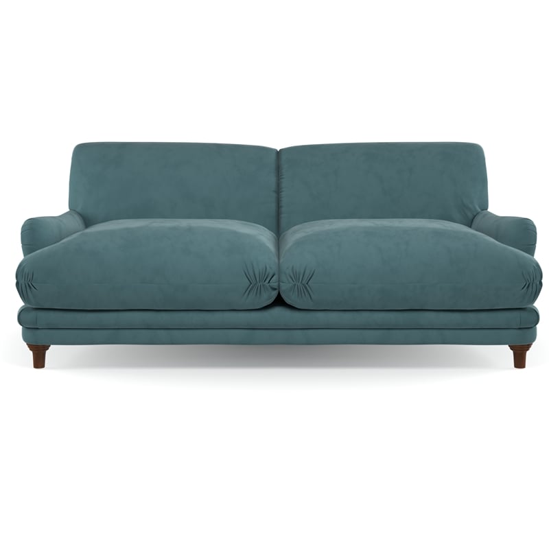 Pemberly Row Mid-Century Contemporary Velvet Sofa in Blue Finish