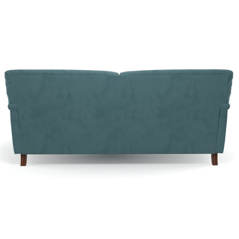 Pemberly Row Mid-Century Contemporary Velvet Sofa in Blue Finish