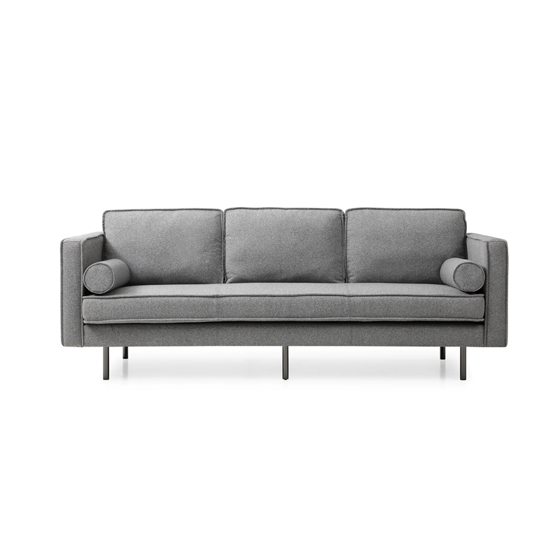 Pemberly Row Mid-Century Contemporary Fabric Sofa in Gray Finish