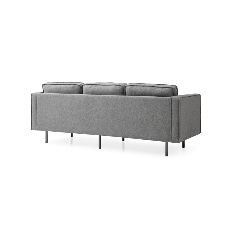 Pemberly Row Mid-Century Contemporary Fabric Sofa in Gray Finish