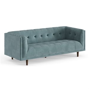 Pemberly Row Mid-Century Contemporary Velvet Sofa in Blue Finish