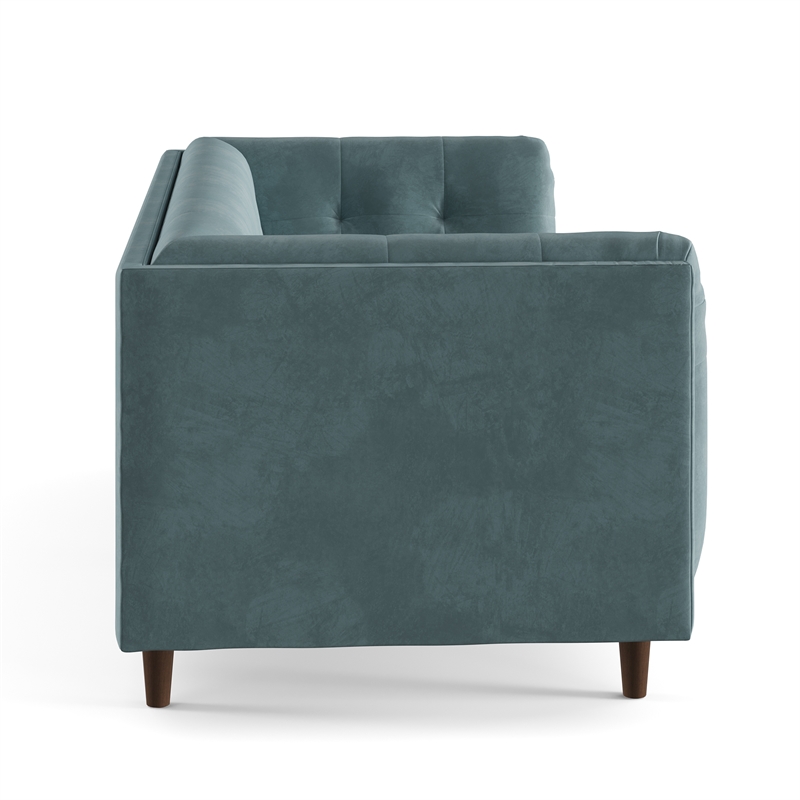 Pemberly Row Mid-Century Contemporary Velvet Sofa in Blue Finish